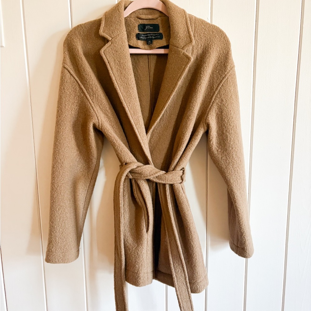 J. Crew Italian boiled wool Camel Belted Trench Coat